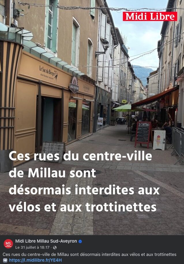 Interdire les vélos en hypercentre de Millau : une fausse bonne idée ?